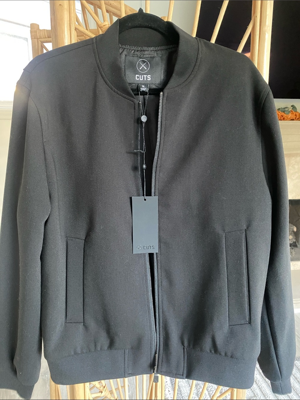 Cuts Clothing Men's Black Zip Bomber Sweater